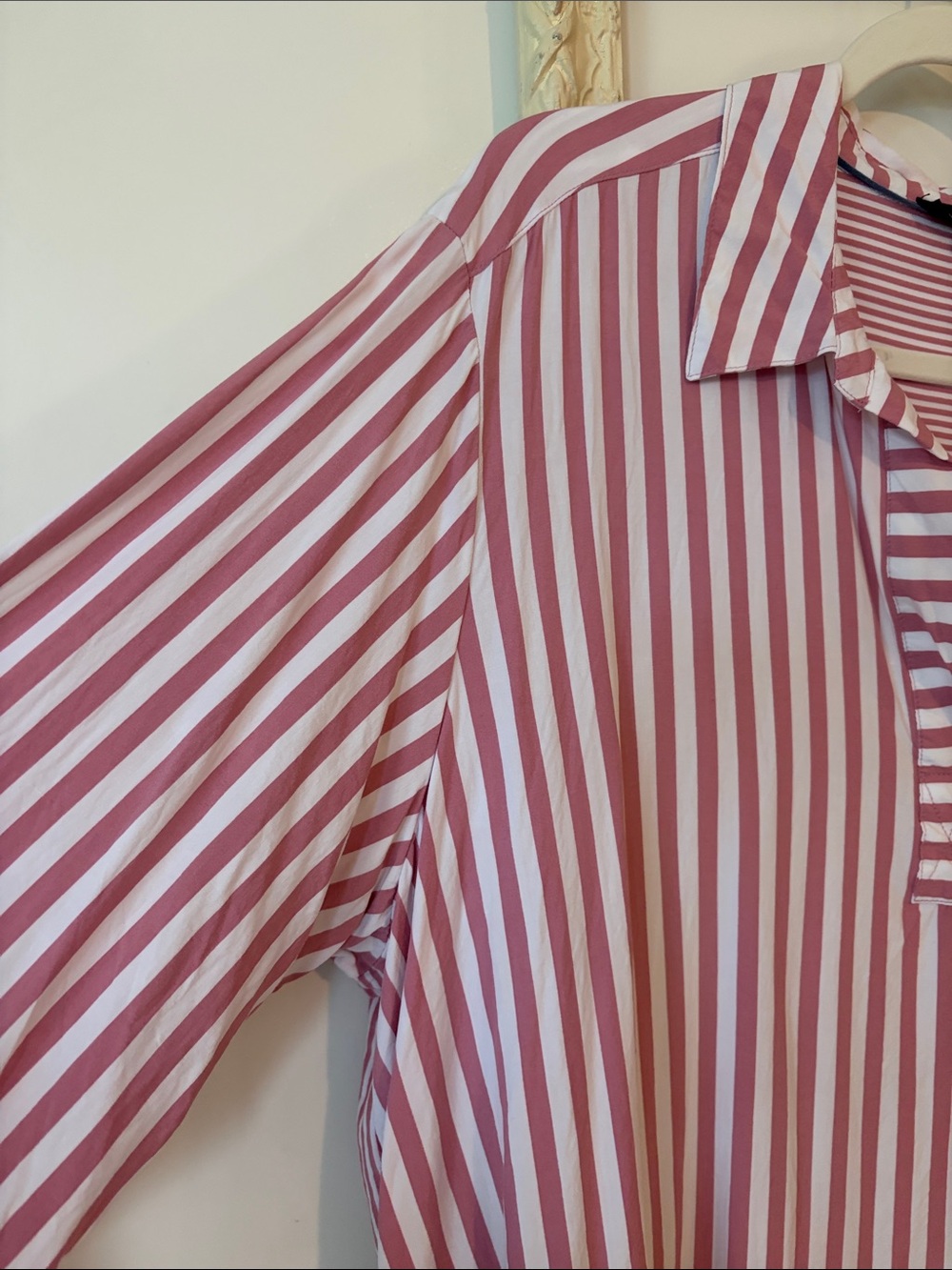 JANE + DELANCEY | Striped Pink and White Collared Women's Top - Picture 5 of 14